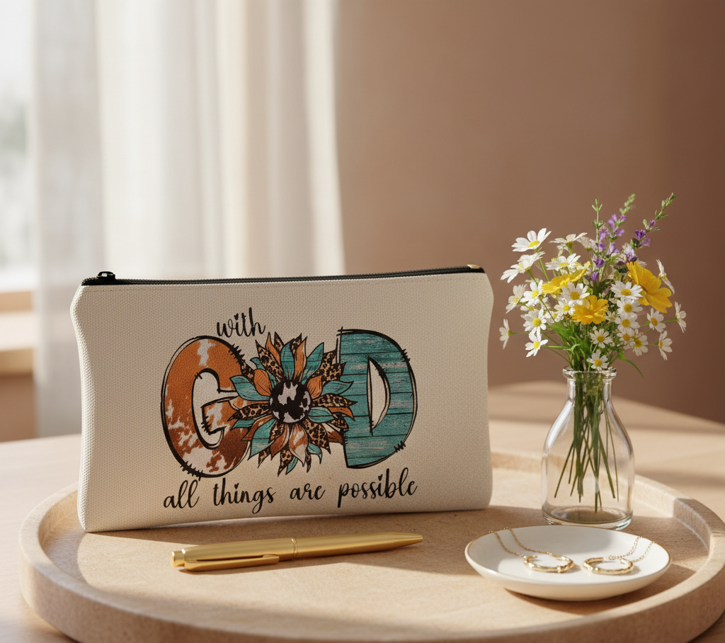 Pencil/Cosmetic Bag - With God All things Are Possible